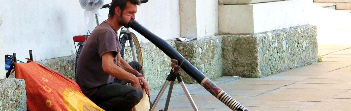 A Didgeridoo man in Salzburg, Austria