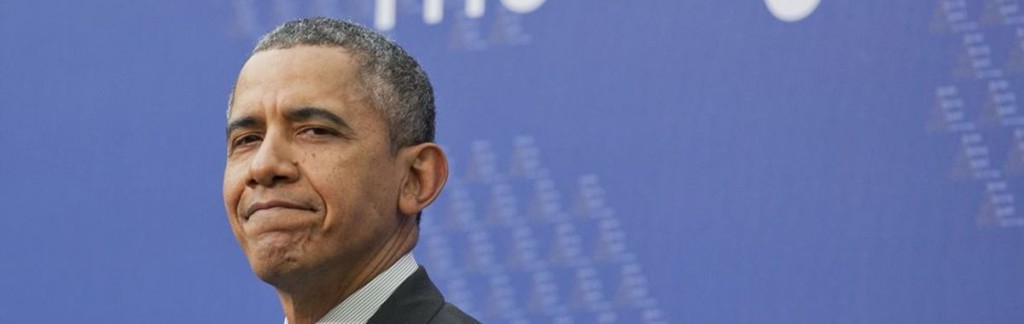 A sheepishly-looking Barack Obama at the Nuclear Security Summit in The Hague 2014