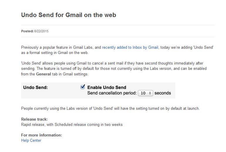 Undo email on gmail