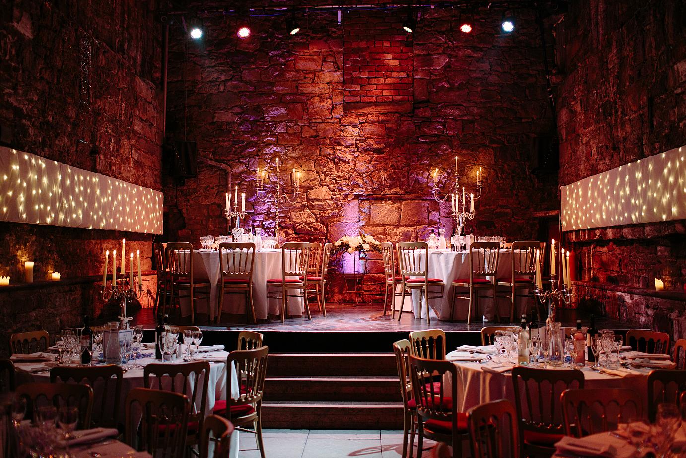 A dinner setting at The Caves in Edinburgh.